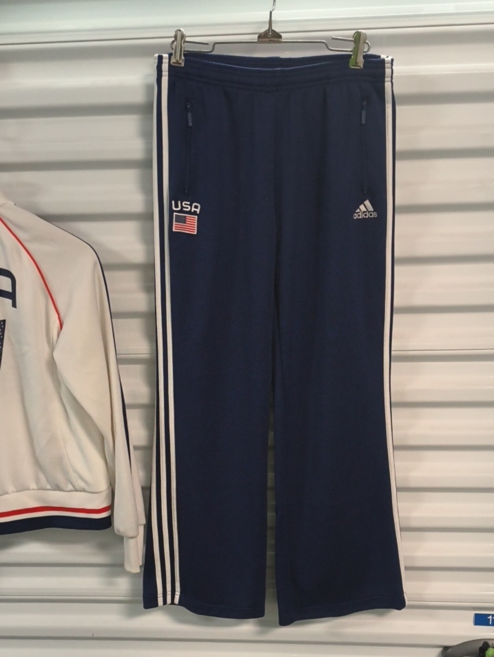 Vtg Adidas Team USA Track Jacket Full Zip Striped Pocket Athletic White+ Joggers - Picture 6 of 16